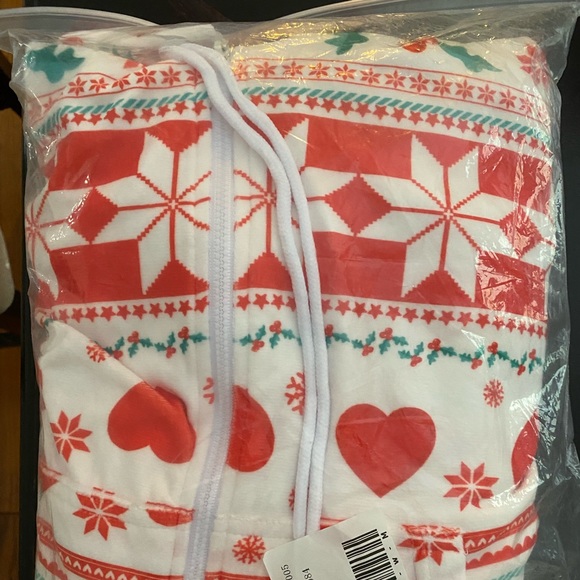 BRAND NEW! Christmas Drawstring Graphic Print Zipper Hooded Lounge Jumpsuit - Picture 5 of 5